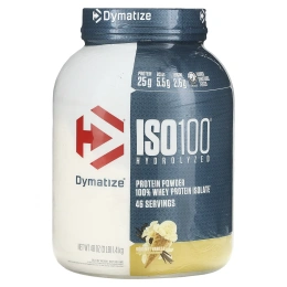 Dymatize Nutrition, ISO 100, гидролизованный, 100% изолят сывороточного протеина, ваниль для гурманов, 3 фунта (1,4 кг)