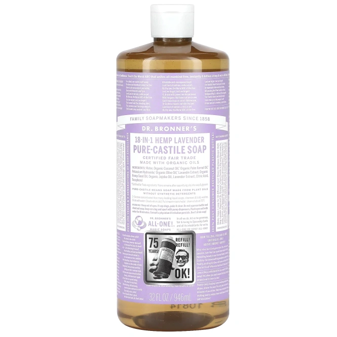 Dr. Bronner's, Чистое Кастильское мыло Лаванда 32 жидких унции
