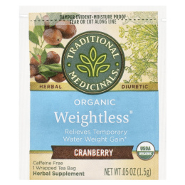 Traditional Medicinals, Organic Weightless, клюква, без кофеина, 16 чайных пакетиков, 24 г (0,85 унции)