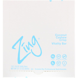 Zing Bars, Vitality Bar, Coconut Cashew Crisp, 12 Bars, 1.76 oz (50 g) Each