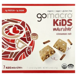 GoMacro, Kids MacroBar®, булочка с корицей, 7 батончиков по 25 г (0,9 унции)