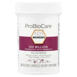 ProBioCare, Пробиотики для женщин с пребиотиками, 100 млрд, 30 растительных капсул