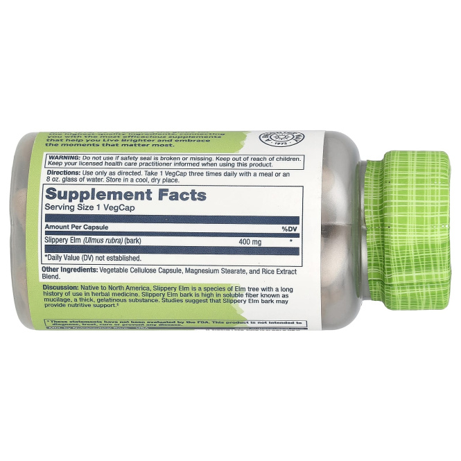 Solaray, Вяз ржавый, 400 мг, 100 легко глотаемых капсул