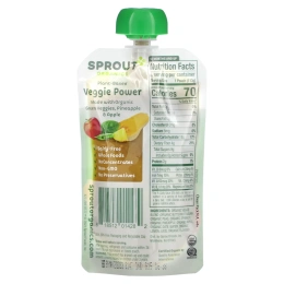 Sprout Organic, Veggie Power, Green Veggies with Pineapple & Apple, 4 oz (113 g)