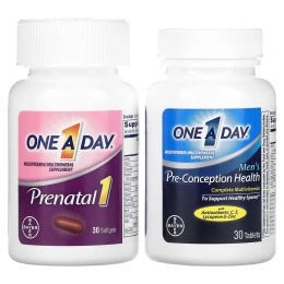 One-A-Day, Пакет для пар перед беременностью, здоровье женщин в пренатальном периоде 1 и для мужчин в период до зачатия, 30 капсул для беременных для женщин, 30 таблеток для мужчин перед зачатием