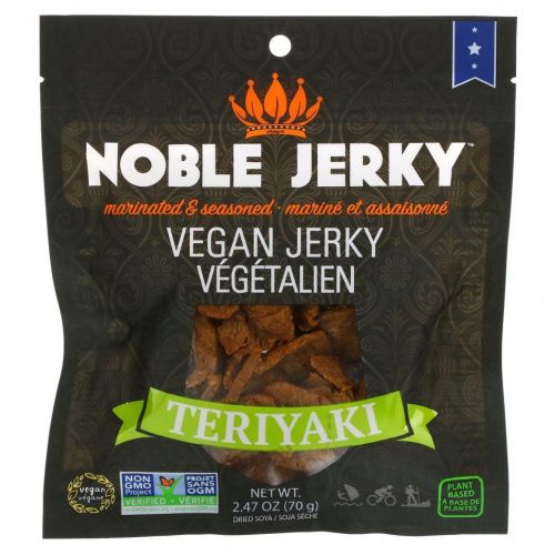 Noble Jerky, Вегетарианское вяленое мясо, терияки, 2,47 унции (70 г)