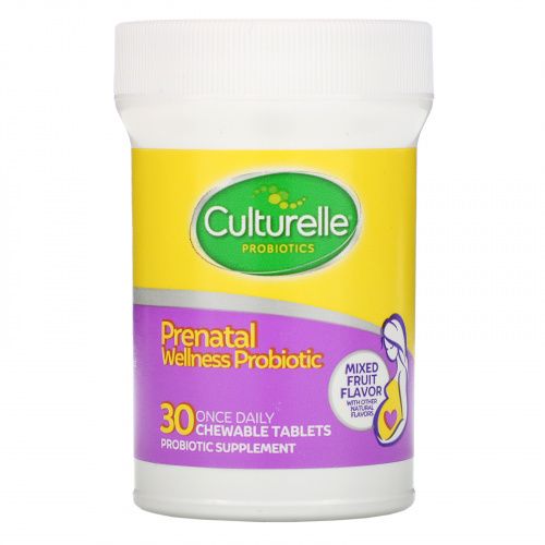 Culturelle, пробиотики, пробиотик для хорошего самочувствия во время беременности, фруктовый вкус, 30 жевательных таблеток для приема один раз в день