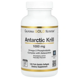California Gold Nutrition, Жир арктического криля, с астаксантином, RIMFROST, натуральный клубничный и лимонный вкус, 1000 мг, 120 желатиновых капсул-рыбок