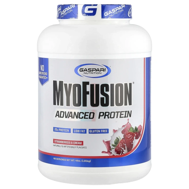 Gaspari Nutrition, MyoFusion, улучшенный белок, клубника и крем, 4 фунта (1814 г)