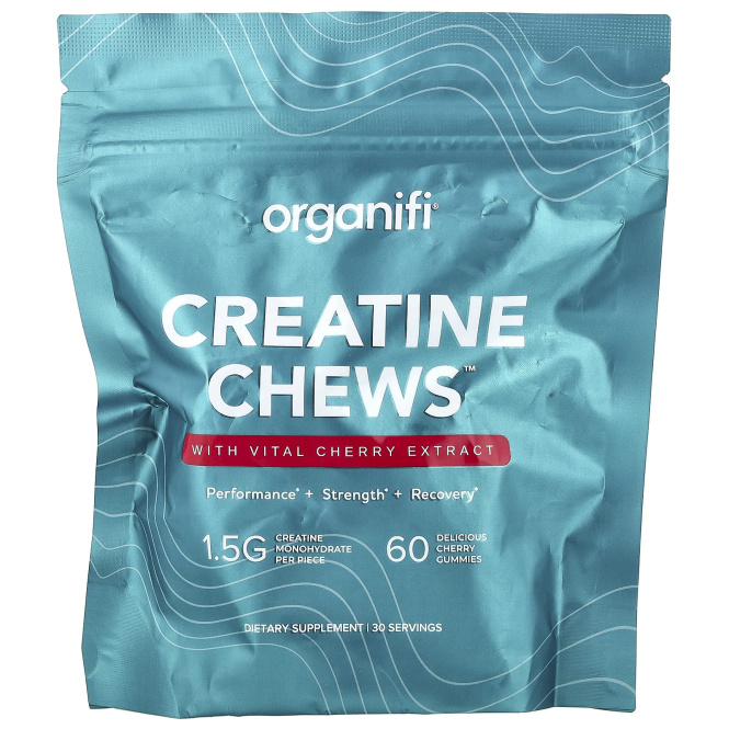 Organifi, Creatine Chews™, со вкусом вишни, 60 жевательных таблеток