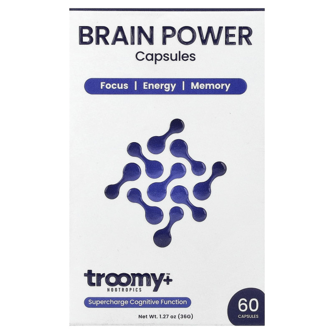 Troomy Nootropics, сила мозга, 60 капсул