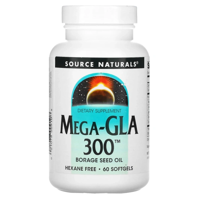 Source Naturals, Мега-GLA 300, 60 мягких капсул