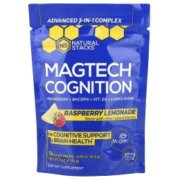 Natural Stacks, MagTech® Cognition, малиновый лимонад, 14 стик-пакетов по 5,3 г (0,18 унции)