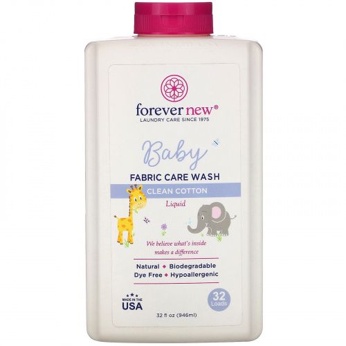 Forever New, Baby, Fabric Care Wash, Liquid, Clean Cotton, 32 oz (946 ml)