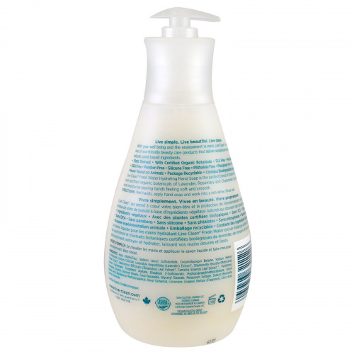 Live Clean, Увлажняющее жидкое мыло для рук, свежая вода, 500 мл (17 жидк. унц.)
