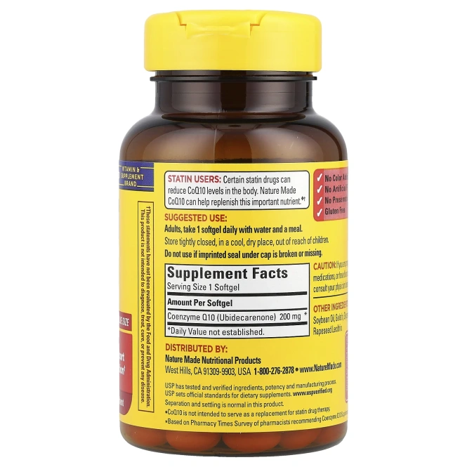 Nature Made, Коэнзим Q10, 200 мг, 80 мягких таблеток
