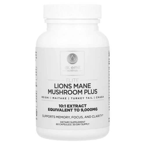 Dr. Emil Nutrition, Elite, ежовик гребенчатый, гриб, плюс, 60 капсул