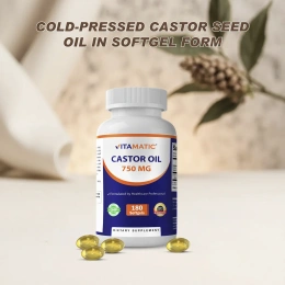 Vitamatic, касторовое масло, 750 мг, 180 капсул
