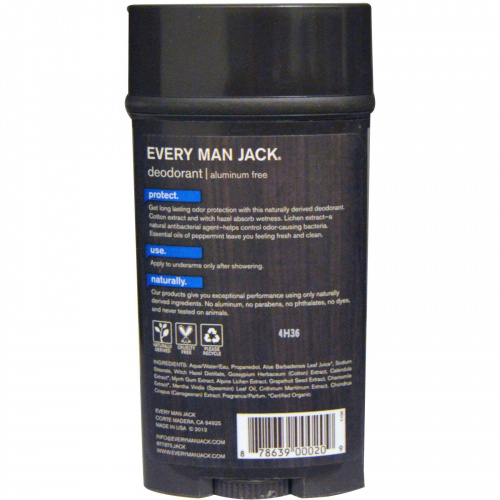 Every Man Jack, Дезодорант с мятой 3.0 унции (85 г)