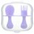 Grabease, Эргономичная посуда с дорожным чемоданом, для детей от 6 месяцев, цвет бледно-лиловый, 1 набор