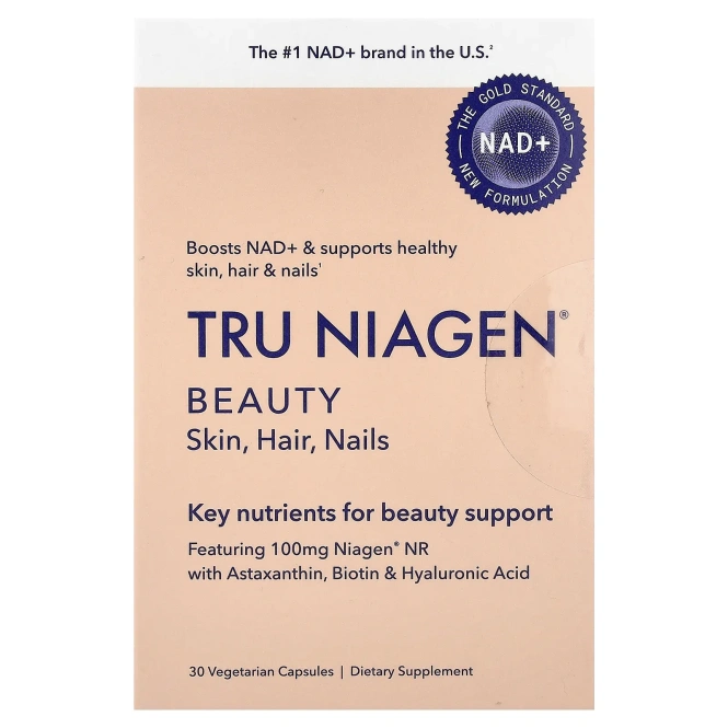 Tru Niagen, красота, кожа, волосы и ногти, 30 вегетарианских капсул