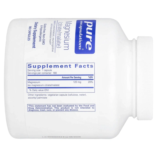 Pure Encapsulations, Магний (цитрат / малат), 180 капсул