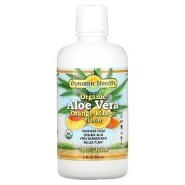 Dynamic Health  Laboratories, Органический 100% сок алоэ вера, вкус апельсина и манго, 32 ж. унц. (946 мл)