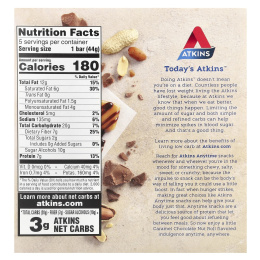 Atkins, карамельный шоколадно-ореховый батончик, 5 шт. по 44 г (1,55 унции)