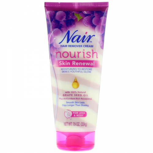 Nair , Hair Remover Cream, Nourish, Skin Renewal With Grape Seed Oil For Legs & Body, 7.9 oz (224 g)