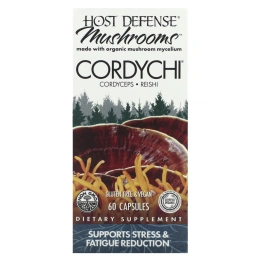 Fungi Perfecti, Host Defense Mushrooms, Кордичи, способствуют снижению стресса и усталости, 60 вегетарианских капсул