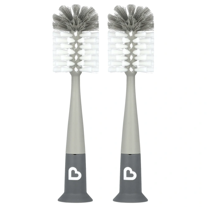 Munchkin, Бутылочная щетка Bristle ™, серая, 2 шт. В упаковке
