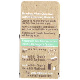 Dr. Ginger's, Coconut Oil, Xylitol + White Charcoal Floss, Coconut Mint, 32 yds (30 m)