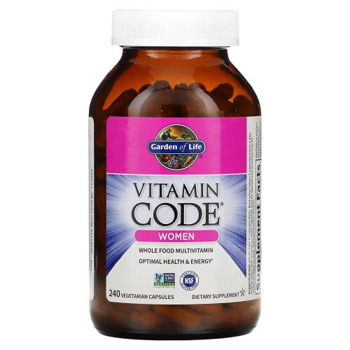 Garden of Life, Vitamin Code, женский, комплекс мультивитаминов из необработанных цельных продуктов, 240 вегетарианских капсул