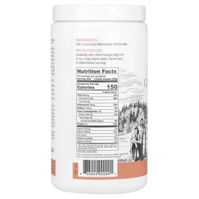 Mt. Capra, цельное козье молоко, 453 г (1 фунт)