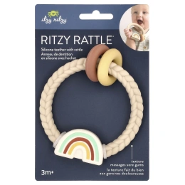 Itzy Ritzy, Ritzy Rattle, силиконовый прорезыватель с погремушкой, для детей от 3 месяцев, радуга, 1 шт.