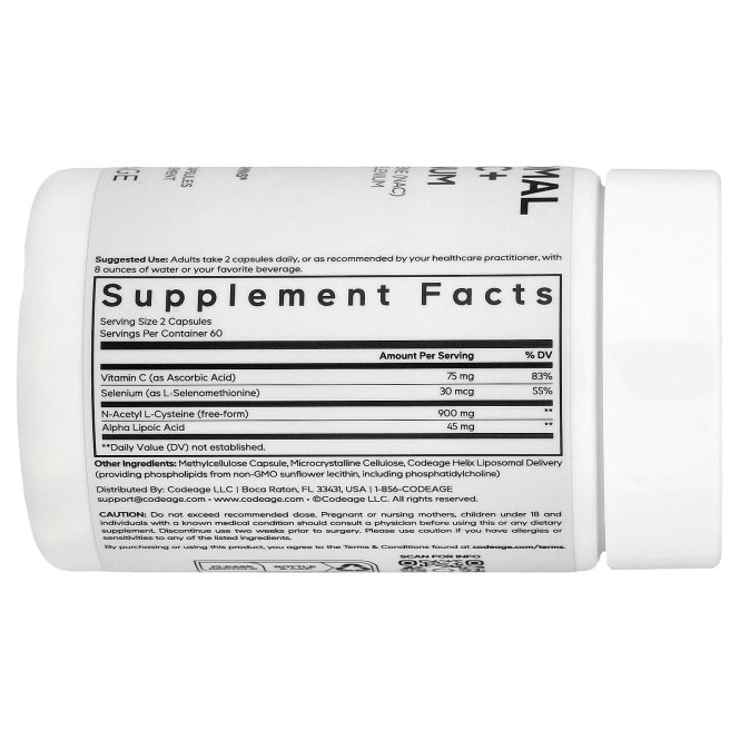 Codeage, Liposomal NAC+ Platinum, 120 растительных капсул