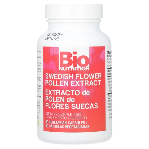 Bio Nutrition, Экстракт шведской цветочной пыльцы, 60 вегетарианских капсул