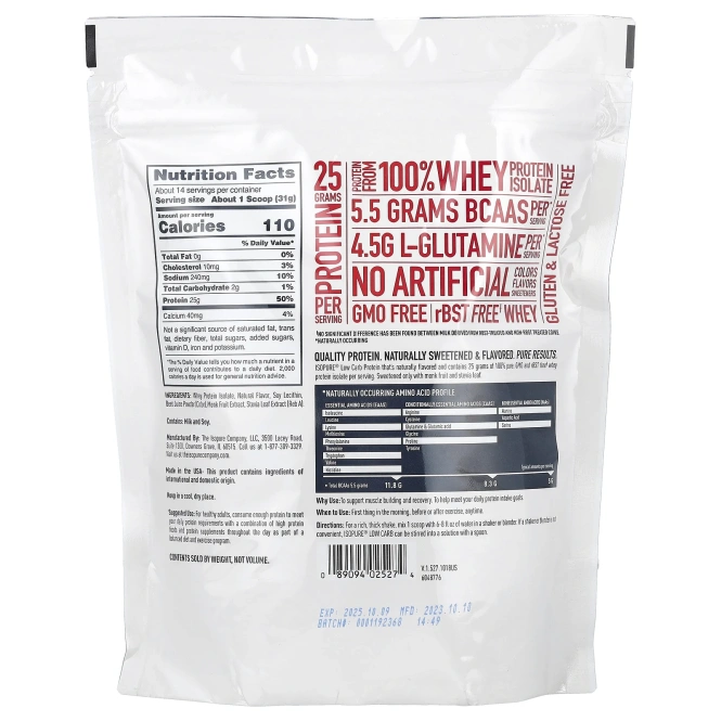 Isopure, Низкоуглеводный протеиновый порошок, клубника, 454 г