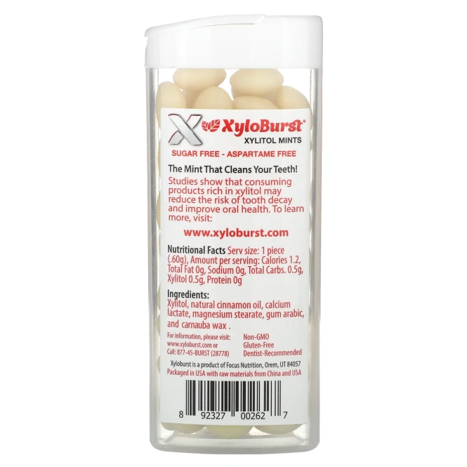 Xyloburst, подслащенные ксилитолом мятные конфеты, со вкусом корицы, 60 шт., 36 г (1,27 унции)
