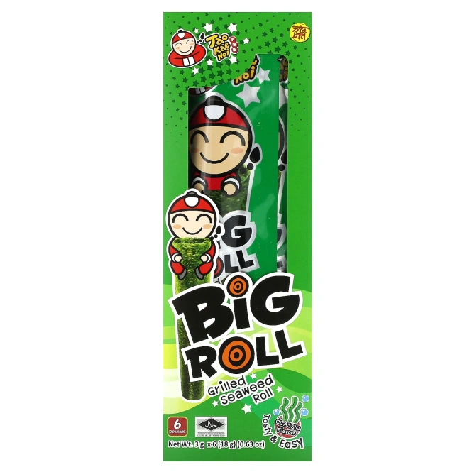 Tao Kae Noi, Big Roll, рулет из морских водорослей на гриле, классический, 6 пакетиков по 3 г (0,11 унции)