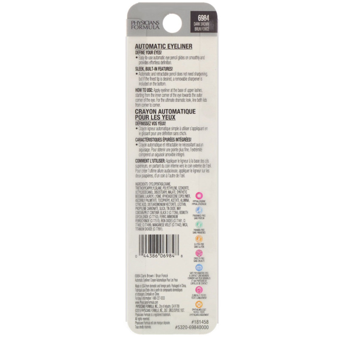 Physicians Formula, Автоматическая подводка для глаз Eye Definer, создание контура, темно-коричневый, 0,2 г