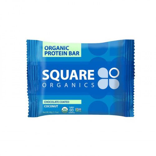 Square Organics, Органический протеиновый батончик, кокос, покрытый шоколадом, 12 батончиков, 1,7 унции (48 г) каждый