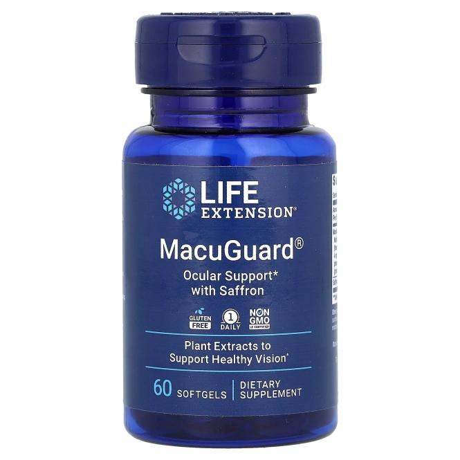 Life Extension, MacuGuard, Поддержка зрения с шафраном, 60 мягких таблеток