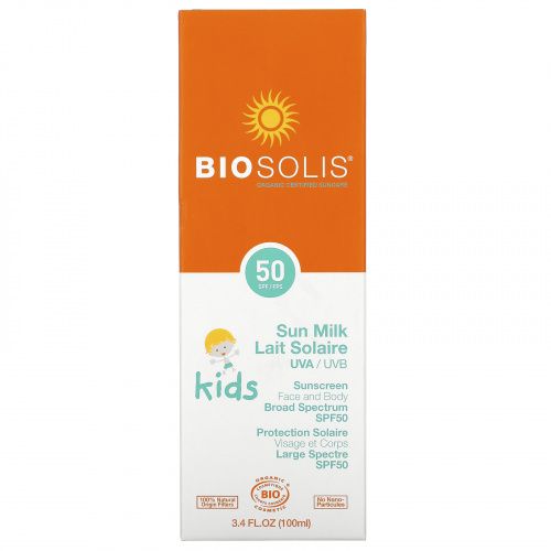 Biosolis, Солнцезащитное молочко для детей, SPF 50, 100 мл (3,4 жидк. унций)