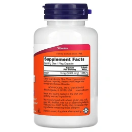 NOW Биотин 5000 мкг, Biotin 5000, 120 капсул в растительной оболочке
