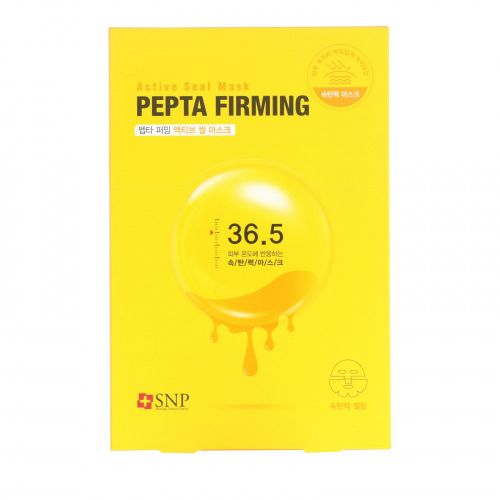 SNP, Pepta Firming, тканевая маска для лица с активными ингредиентами, 5 штук, по 33 мл (1,11 жидк. унции) в каждой