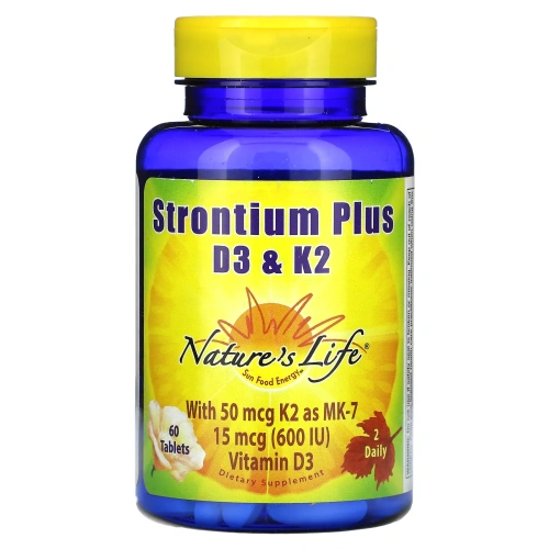 Nature's Life, Стронций плюс D3 и K2 60 таблеток