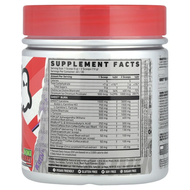 Ghost, Burn, киви и клубника, 300 г (10,6 унции)