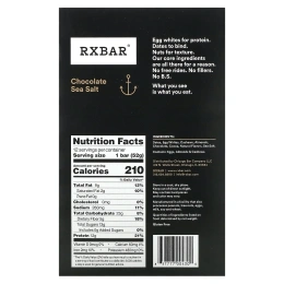 RXBAR, Протеиновые батончики, Шоколад и морская соль, 12 батончиков, 1,83 унции (52 г) каждый
