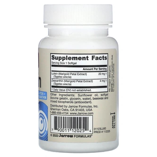 Лютеин Jarrow Formulas Lutein 20 мг, 60 капсул